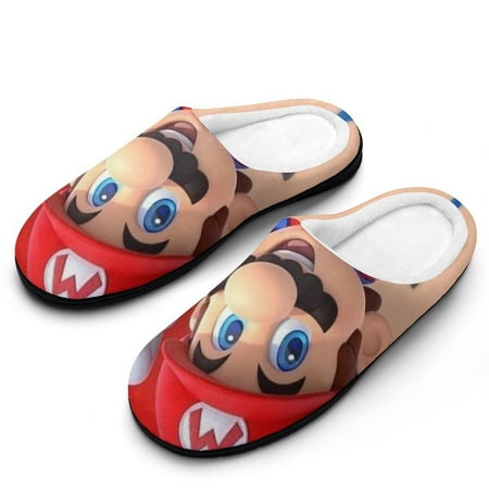 

Cartoon Super Mario Men s Cotton Slippers Winter Fuzzy Lightweight Anti-slip Rubber Sole Slippers House Open Back Slippers Closed Toe Slippers