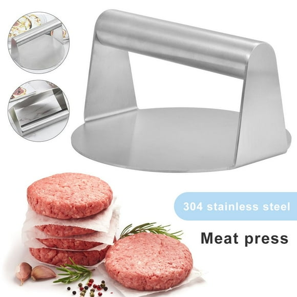 AMERTEER 4.9” Round Cast Iron for Panini Burger Bacon Grill Press - Burger Iron Burger Smasher Stainless Steel Smashed Burger Press Patty Maker and Squeeze Grease