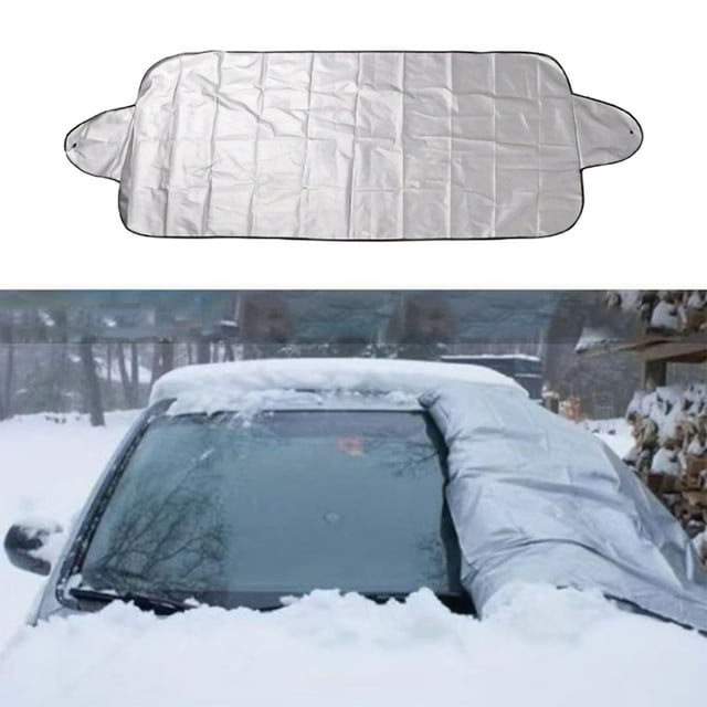 Parasol plegable para parabrisas de coche y protector de nieve | Visera plateada reflectante con protección UV y térmica | Fácil instalación con ventosas para protección en verano e invierno