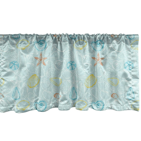 Ambesonne Nautical Valance Pack of 2, Starfish Mollusk Shells, 42"X12", Pale Blue Multicolor