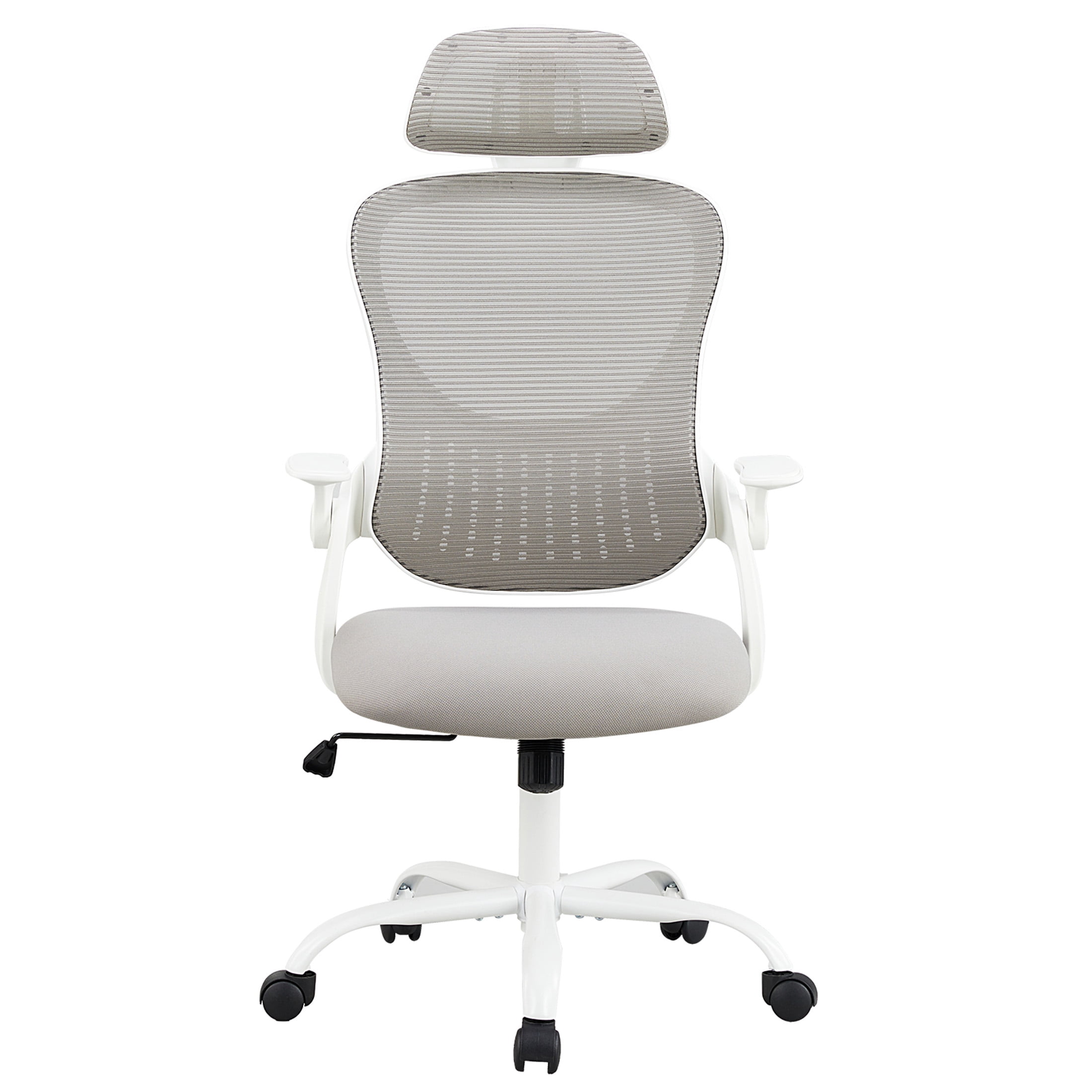 JOINSUN Office Computer Desk Chair, Ergonomic High-Back Mesh Work Chairs with Wheels and Adjustable Headrests, Gray