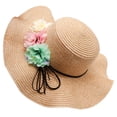 thumbnail image 1 of Sombrero de playa plegable y flexible de ala ancha de paja para mujer y niña caqui, 1 of 9