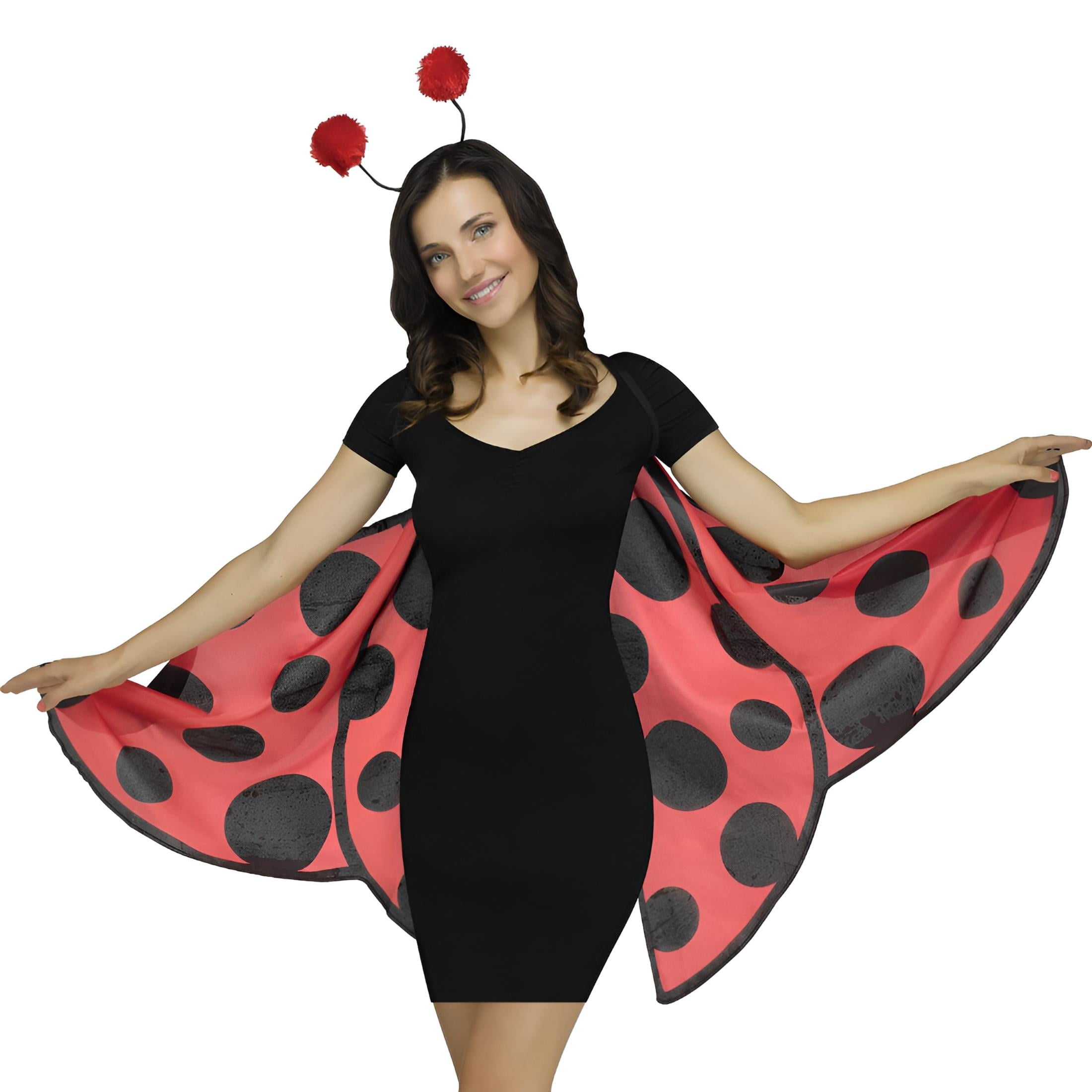 Fun World Ladybug Costume Set - Includes Wings & Headband, One Size, Red  Black with Gold Glitter, Perfect for Halloween - Walmart.com