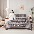 thumbnail image 5 of jejeloiu Boho Paisley 7pcs Queen Bedding For Men Women,Vintage Floral Print Bedding Comforter Set Queen,Brown White,Light Gray Reversible, 5 of 7