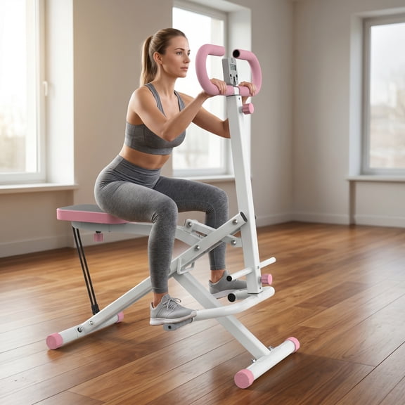 Zateety Squat Machine for Home, Assist Trainer for Glutes Workout Foldable with Resistance Bands, for Botty Glutes Butt Thighs, Ab Back/Leg Press Hip Thrust for Home Gym Fitness-Pink