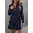 thumbnail image 2 of Solid Collared Button Down Shirt Dress, Navy, X-Large, 2 of 5