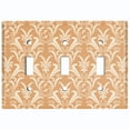 thumbnail image 2 of Metal Light Switch Plate Outlet Cover (Victorian Damask Flower Feather Tan Pattern - Triple Toggle), 2 of 2