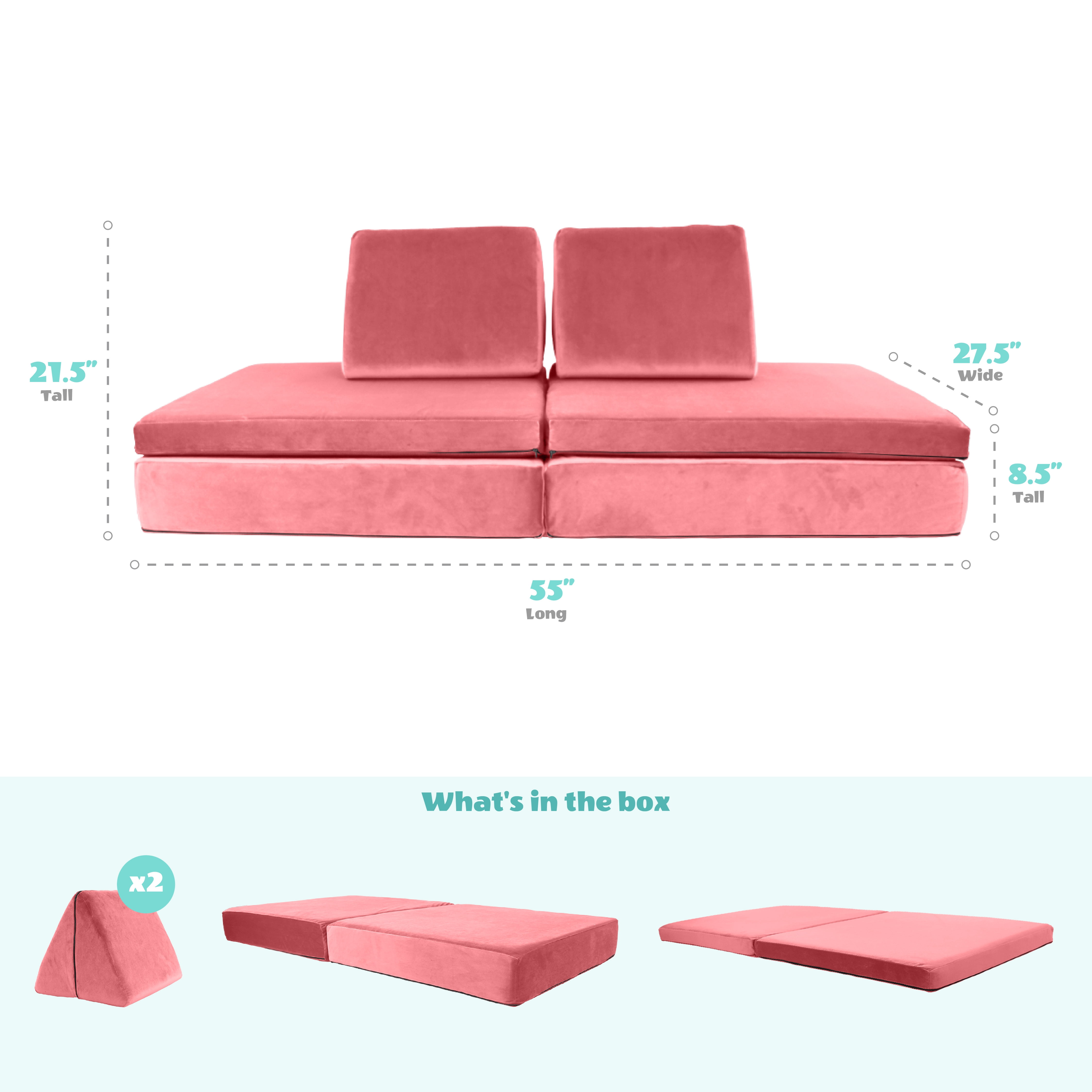 Critter Sitters Kids Lil Lounger | Play Couch | Modular Sofa | Fort Building, Open Ended Play | Sturdy Foam | Washable Covers | Durable | Flexible Seating for Playroom, Kids Room
