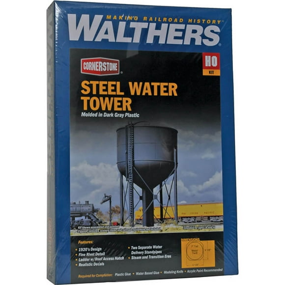Walthers Cornerstone HO Scale Steel Water Tank Structure Kit Grey, 8