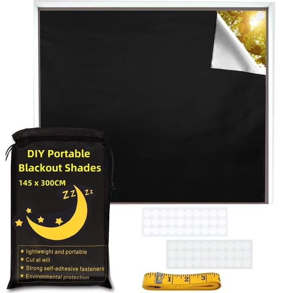 GoXteam 100% Blackout Curtains, Blackout Window Shades for Indoor Windows Home Bedroom, Blackout Window Cover (57 x 118 Inch, Black)