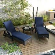 Outsunny Outdoor Lounge Chair Cushion Set of 2, Foldable Patio Chaise Lounge Cushion Set, 76" x 23", Navy Blue