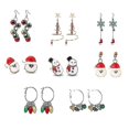 thumbnail image 1 of 9 pares de pendientes navideños, pendientes para mujer, pendientes con forma de árbol y copo de nieve para niña, 1 of 2
