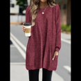 thumbnail image 4 of Camisas de Larga para Mujer Suéteres Largos con Bolsillos Tops Tipo Túnica Corte Holgado Rojo M, 4 of 8