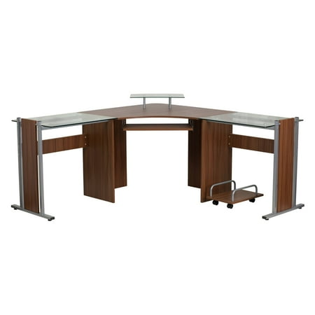 Flash Furniture Teakwood Laminate Corner Desk With Pull Out Flash Furniture Teakwood Laminate Corner Desk With Pull Out Keyboard Tray And Cpu Cart