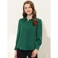 thumbnail image 2 of Camisa abotonada de chifón Allegra K vintage para mujer Verde oscuro M, 2 of 5