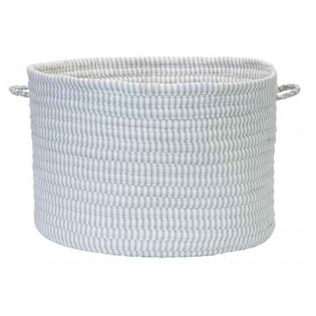 Solid Ticking Storage Gray 18''x12'' Basket