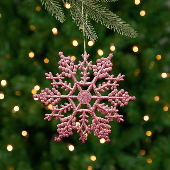 Northlight 24ct Glitter Snowflake Christmas Ornament Set 4" - Mauve Pink