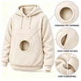 thumbnail image 7 of Stralyhd Unisex Hoodies with Pet Pouch Oversized Cat Carrier Large Front Pocket Loose Sweatshirt Animal Holder Cozy Long Sleeve Hoodies Beige 2XL, 7 of 7