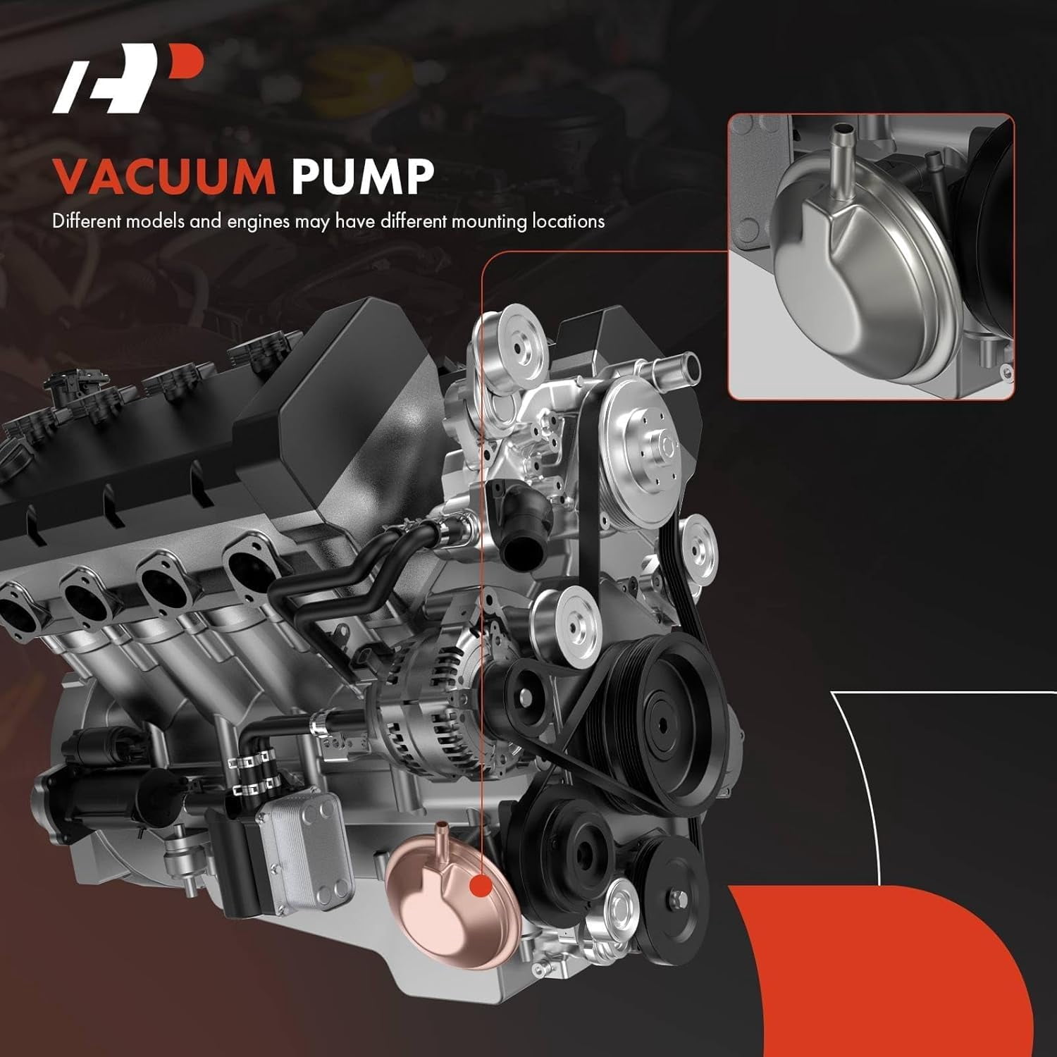 A-Premium Vacuum Pump Compatible with Select Cadillac, Chevy and GMC Models - Escalade, Escalade ESV, Silverado 1500, Silverado 1500 LD, Suburban, Tahoe, Sierra 1500, Sierra 1500 Limited, Yukon XL