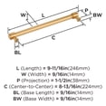 thumbnail image 6 of Amerock Faircrest 8-13/16 inch (224mm) Center-to-Center Champagne Bronze Cabinet Pull, 6 of 7