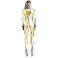 thumbnail image 2 of Haitryli Women's Galaxy Astronaut Metallic Jumpsuit Spacewoman Costume Bodysuit Catsuit Clubwear Gold 4XL, 2 of 7