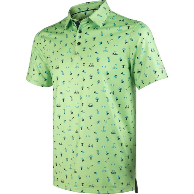Chemises de Golf pour Hommes à Manches Courtes, Évacuation de l'Humidité, Ajustement Sec, Motifs Imprimés, Col à Revers, Performance Polo Chemises de Golf pour Hommes