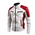 thumbnail image 4 of Chaqueta de cuero con cuello alto Chaqueta de moto de cuero PU Chaqueta de cuero fina informal de primavera y otoño para hombres, 4 of 5