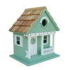 9.5" Fully Functional Whimsical Teal Green Beachfront Cottage Birdhouse