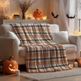 thumbnail image 2 of Halloween Flannel Blanket Throw, Orange Buffalo Plaid Soft Fuzzy Plush Cozy Fleece Blankets for Couch Sofa Bed Lounging, Ideal Gifts for Kids Adults Wife Self, 50x60, 2 of 6