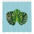 thumbnail image 2 of Ambesonne Exotic Jungle Shower Curtain, Monstera Leaves Print, 69"Wx84"L, Dark Green Pale Blue, 2 of 4
