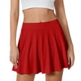 thumbnail image 2 of Women's Skirts Stretchy Hem Plus Size Solid Color Flared Slim Fit High Waist Flowy Mini Skirt Red S, 2 of 4