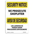 thumbnail image 1 of SignMission OS-SN-A-1218-L-11680 12 x 18 in. OSHA Security Notice Sign - We Prosecute Shoplifters Bilingual, 1 of 1