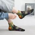 thumbnail image 2 of Fuzoiu Colorful Flower Meditating Hamster Print Adult Socks, Crew Moisture-wicking Socks, Unisex Cushion Crew Socks,Casual Sports Ankle Socks, 2 of 7