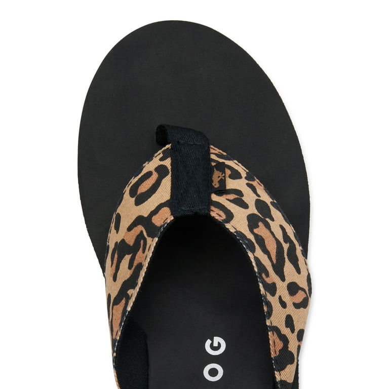 Rocket Dog Diver Leopard Print Wedge Platform Thong Sandals