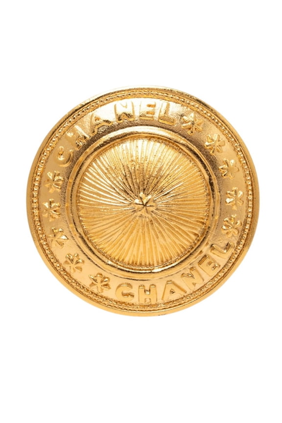 Pre-Owned Chanel Logo Brooch, Gold Plated, Women's CHANEL