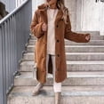 thumbnail image 5 of Winter Women Jacket Thick Fleece Turn-down Collar Long Sleeves Button-down Solid Color Mid Length Heat Retention Outdoor Coat, 5 of 8