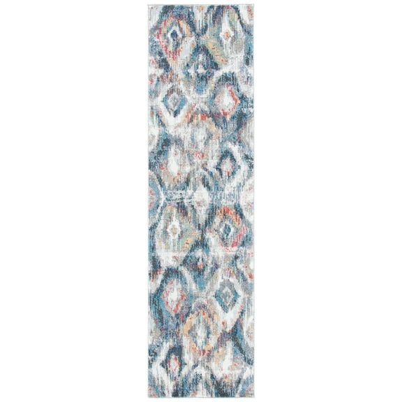 SAFAVIEH Phoenix Antilla Geometric Runner Rug, Ivory/Blue, 2'2" x 10'