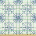 thumbnail image 2 of Ambesonne Nautical Fabric by the Yard Upholstery, Wheel and Compass Motifs, 2 Yards, White and Blue, 2 of 5