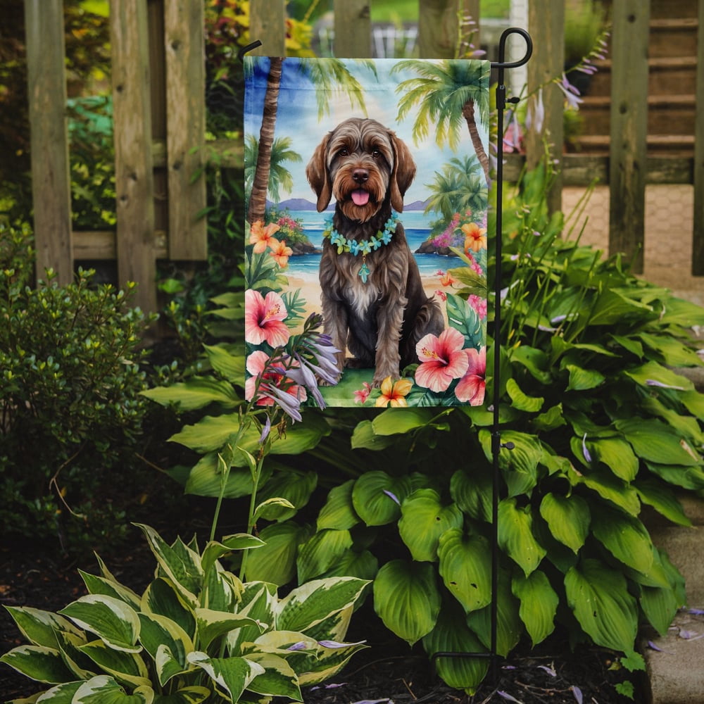 Wirehaired Pointing Griffon Luau Garden Flag 11.25 in x 15.5 in