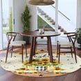 thumbnail image 4 of Sunflower Vintage 5ft Round Rug, Farmhouse Floral Botanical Brown Wooden Non-Skid Rubber Backing Large Area Rugs - Living Room Bedroom Home Office, Indoor Floor Mat Carpets Washable Rug, 4 of 9