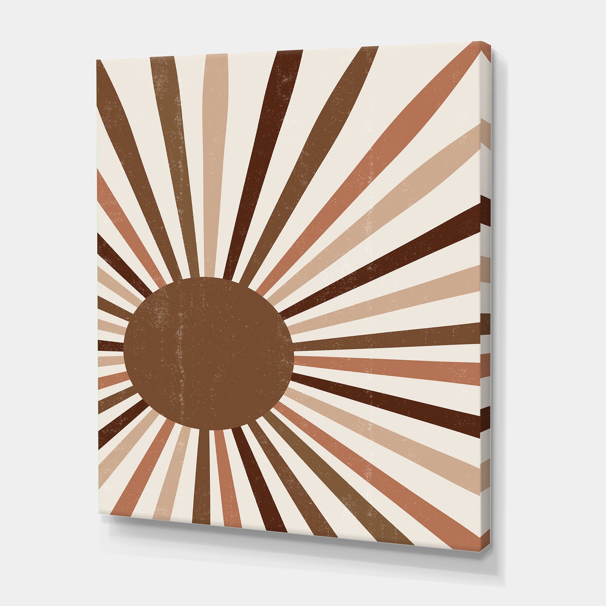 Bright Minimalist Shining Terracotta Sun Rays 30 in x 40 in Painting Canvas Art Print, by Designart