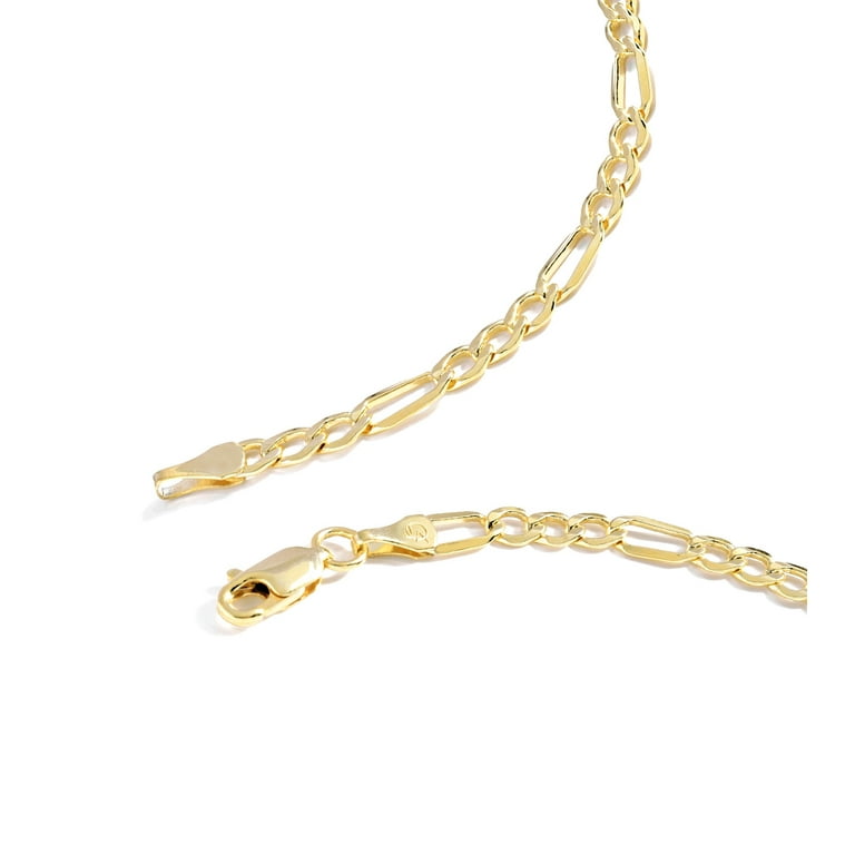 Men's 14k Solid Yellow Gold Figaro 4.7mm Chain Necklace - gold chain,  figaro chains, real gold chain, solid 14k gold, gold figaro(Free Gift)Water  And