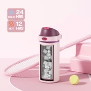 POWCAN 18 oz Stainless Steel Water Bottle: 2-in-1 Push-Button Spout & Quick-Flip Straw, Leakproof, Cold 24 Hrs, Fits Car Cup Holder, Insulated Bottle for Gym, School, Travel, Gift (Plum Field)