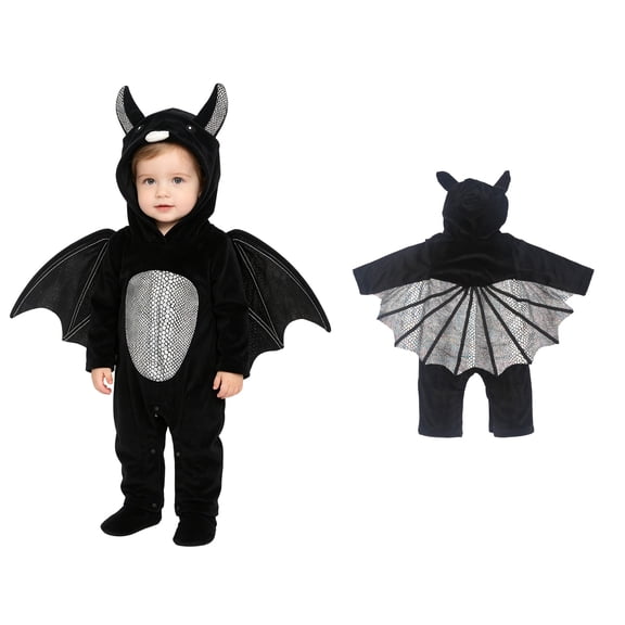 Baby Toddler Bat Kids Long Sleeve Hooded Romper Jumpsuit Unisex Halloween Outfit Party Clothes Size 3-18 Months