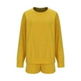 thumbnail image 4 of Women 2 Piece Outfits Sweat Shorts Sets Oversized Casual Lounge Matching Set Sweatsuit Tracksuit Spring 2025 Clothes (XL, Yellow), 4 of 7