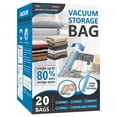 thumbnail image 1 of Pack de 20 Bolsas de Almacenamiento al Vacío con Bomba Manual para Edredones, Ropa y Viajes (4 Tamaños + 4 de Viaje), 1 of 6