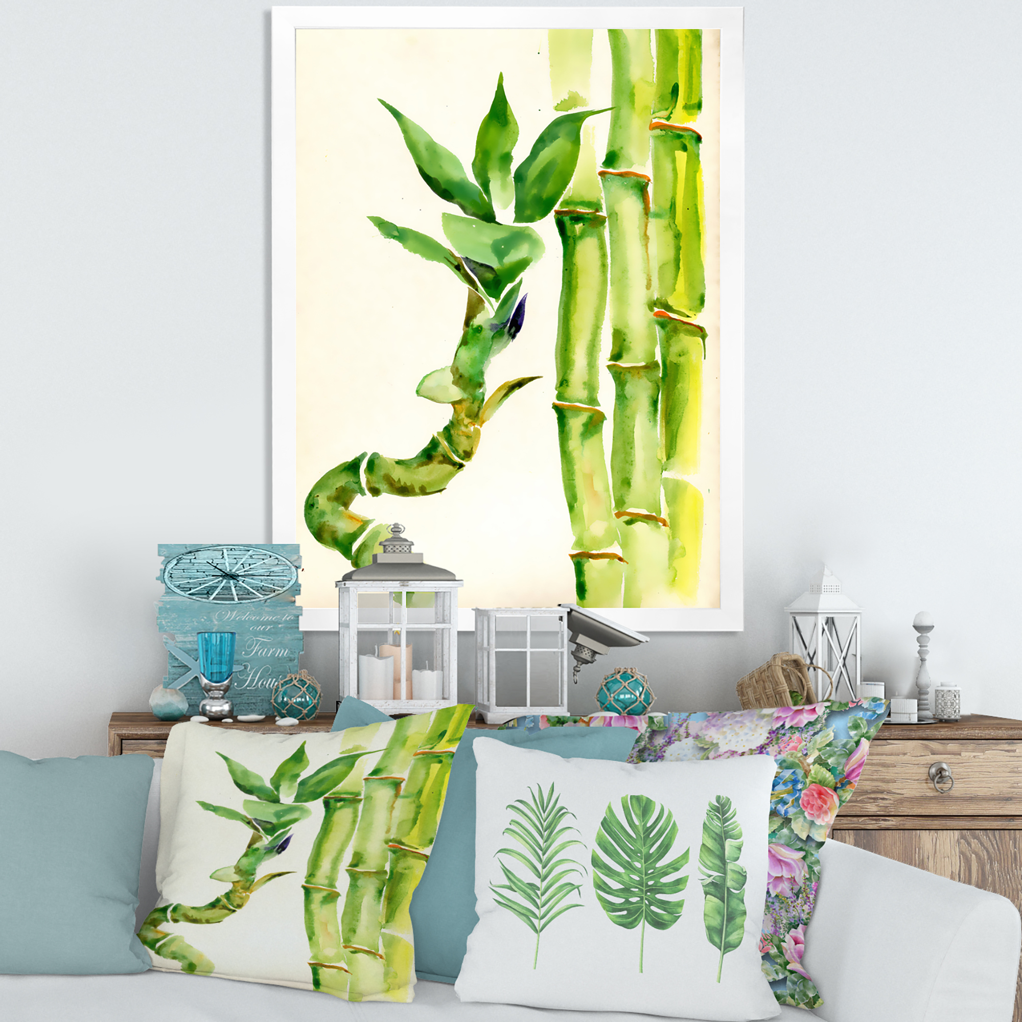 Designart 'The Forest of Bamboo Branches VI' Tropical Framed Art Print