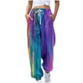 thumbnail image 2 of WXLWZYWL Women's Athletic Pants Straight Legs High Waisted Drawstring Rainbow Gradient Sweatpants Loose Lounge Workout Jogger Trouser, 2 of 5