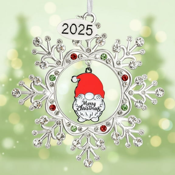 2025 Dated Metal Snowflake Gnome Christmas Ornaments for Tree Decorations DIY Craft Winter Snowflake Keepsake Gifts Home Party Decor