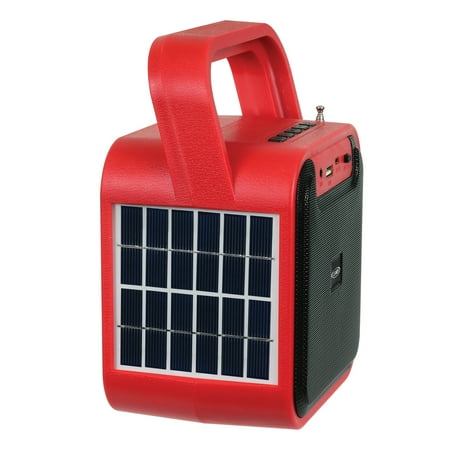 Jensen - Portable Bluetooth Rechargeable Speaker w/ Built-in Emergency USB Charging Port - Black/Red